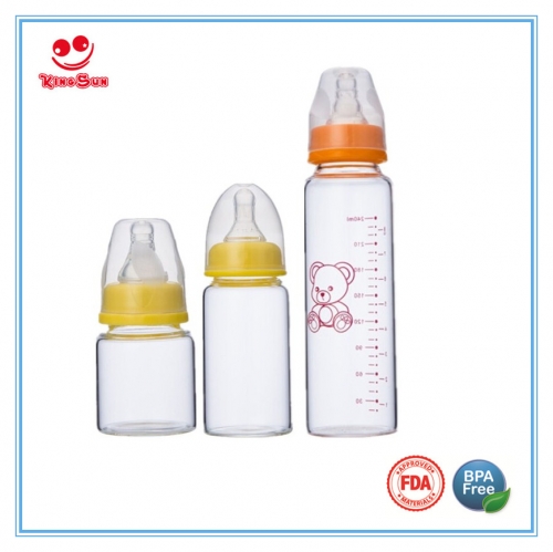 Standard Neck High Borosilicate Glass Baby Bottle 2oz/4oz/8oz