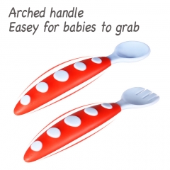 Colorful Plastic Baby Feeding Spoon Fork Set