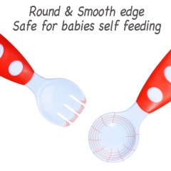 Colorful Plastic Baby Feeding Spoon Fork Set