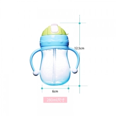 280ml Wide Neck PP Straw Water Bottle with Handles