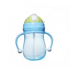 280ml Wide Neck PP Straw Water Bottle with Handles