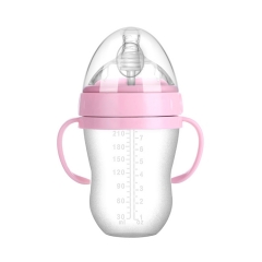 Super Wide Neck Baby Silicone Bottle for Babies from 0 to 24 months 8oz