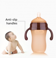 180ML Nano Silver Antibacterial Silicone Milk Bottle with Handle