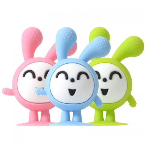 Standing Cartoon Rattle Baby Silicone Teether With Base