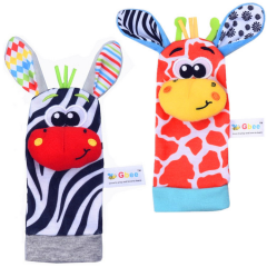 2025 Lion Design Baby Plush Wrist Rattle, Animal Babi Rattl Socks Set, Infant and Toddler Educational Toys Meia Chocalho