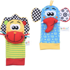2025 Lion Design Baby Plush Wrist Rattle, Animal Babi Rattl Socks Set, Infant and Toddler Educational Toys Meia Chocalho